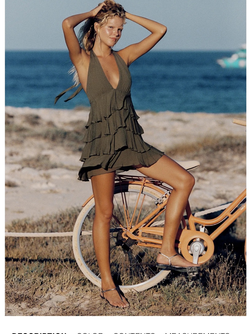 Zara Olive Ruffle Halter Coverup Dress